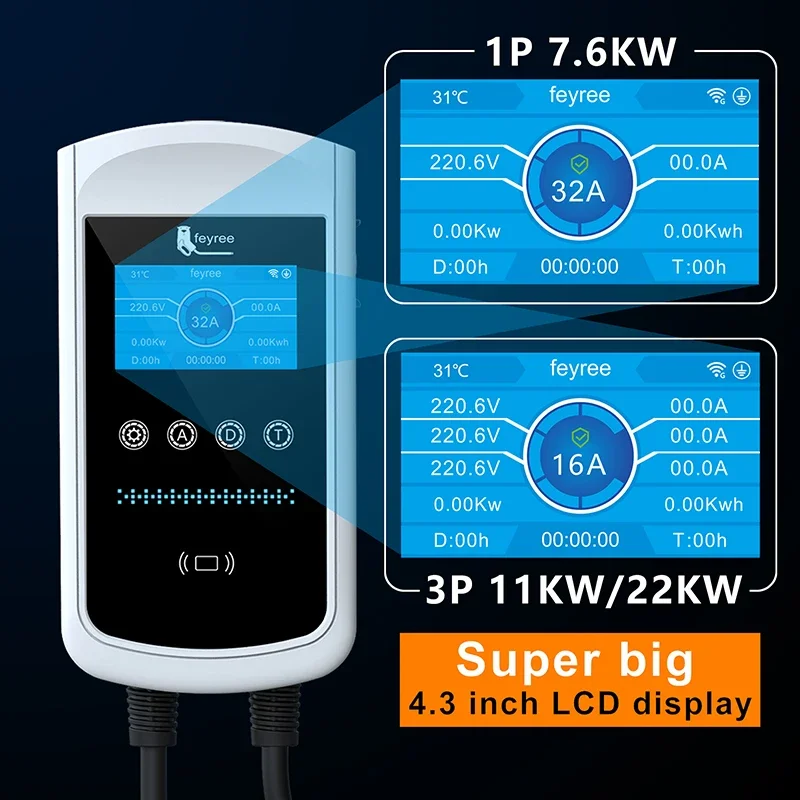 Feyree Type2 EV Charger 32A 7. - Ev Charger Type 2 22Kw 32A 3 Phase 评论和价格